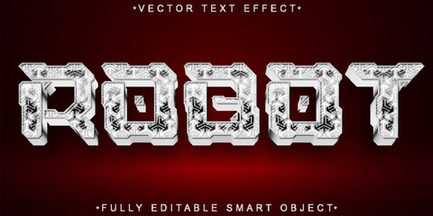 Aufkleber - Silver Robot Vector Fully Editable Smart Object Text Effect