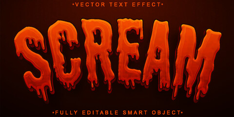 Poster - Red Horror Scream Vector Fully Editable Smart Object Text Effect