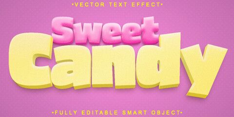 Poster - Sweet Candy Cute Marshmallow Sugar Vector Fully Editable Smart Object Text Effect