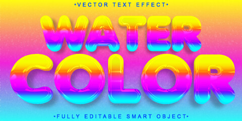 Poster - Water Color Colorfıul Vector Fully Editable Smart Object Text Effect