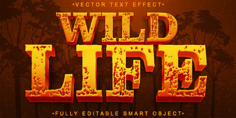 Poster - Cartoon Brown Wild Life Vector Fully Editable Smart Object Text Effect