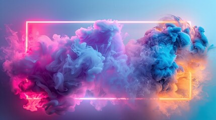 Poster - Ethereal Smoke Dance Vibrant Swirls in Glowing Embrace