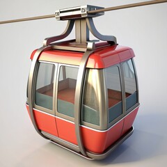 3D Render of a Cable Car, on isolated white background, Generative AI