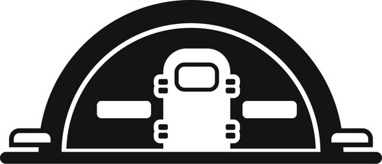 Sticker - Black silhouette of a military hangar building for aircraft storage