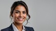 © VistaVisions - Beautiful proud successful latin hispanic mexican businesswoman smiling standing on white background with copy space