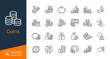 © Peacefully7 - Coins thin line icons. Editable stroke. Pixel perfect.