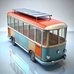 3D Render of a Trolleybus, on isolated white background, Generative AI