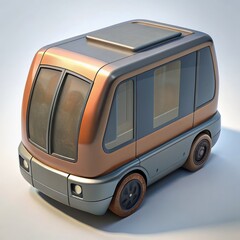 Wall Mural - 3D Render of an Autonomous Shuttle, on isolated white background, Generative AI