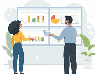 Project management, economic impact, flat design illustration