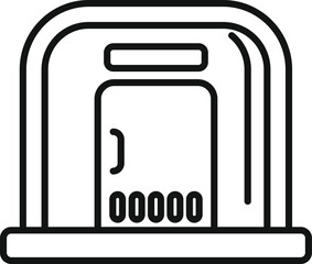 Sticker - Line icon of a security gate protecting an entrance, featuring a digital code panel for access control