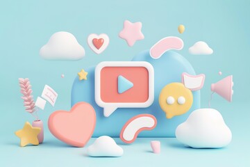 Poster - A colorful, cartoonish scene with a red square that says 