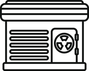 Poster - portable nuclear power generator supplying electricity, outline style icon