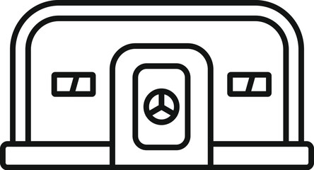 Poster - Bank vault door offering high level security icon featuring a large, reinforced metal door with multiple locking mechanisms and a secure entryway