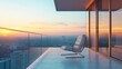 © SoGood - Tack sharp photo of a simplistic balcony, single chair, city view
