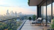 © SoGood - Tack sharp photo of a simplistic balcony, single chair, city view
