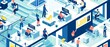 © Daisuke - ITワーカーがオフィスで働く抽象的なイメージのイラスト