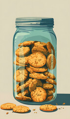 Wall Mural - cookies and bread in an illustrator doodle graphic style