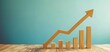 © ruslee - Graph showing increasing growth trend with yellow bars and arrow on wooden surface, illustrating business success and progress. strategic achievement report outlines key milestones