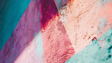 Poster - Closeup of colorful urban wall texture Modern pattern for wallpaper or mockup presentation design Creative urban city background Abstract open composition : Generative AI