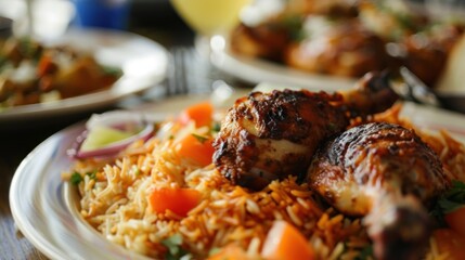 Wall Mural - Delicious Roasted Chicken with Rice