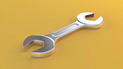 A Metallic Wrench on a Yellow Background