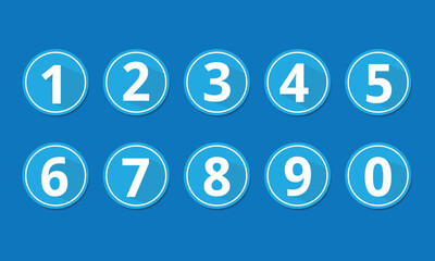 Aufkleber - Numbers in blue circle with shadow. number in round circle vector illustration.