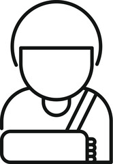 Sticker - Simple line icon of a person wearing an arm sling for medical treatment after an injury