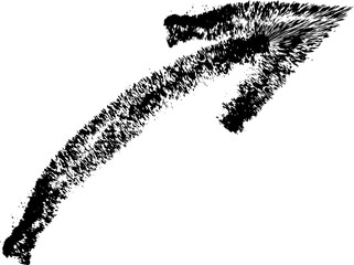 Poster - Crayon hand drawn arrow icon. Pencil and brush scribbles sketch. Grunge charcoal textured doodle. Chalk mark element