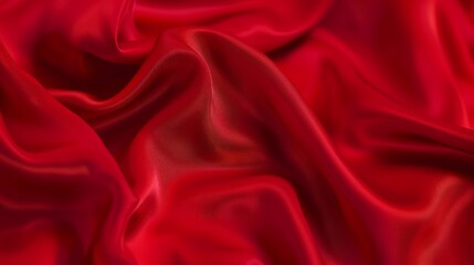 Aufkleber - Vibrant Red Silk Fabric with Gentle Creases : Generative AI