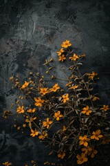 Sticker - A dark minimalist background with yellow flowers 