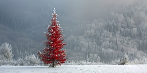 Poster - sapin tout rouge sans neige dessus 