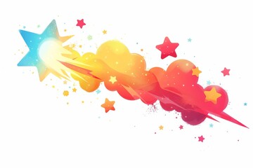 Poster - Colorful shooting star with a trail of stars and sparkles creating a magical and whimsical atmosphere