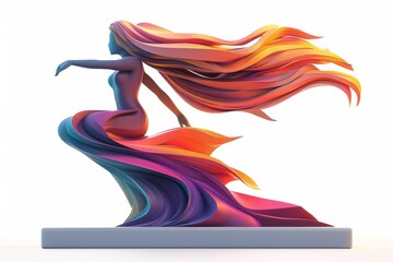 Canvas Print - Artistic sculpture of a woman with flowing hair representing grace and movement in a dynamic form