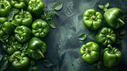 Sticker - Fresh Green Bell Peppers with Basil