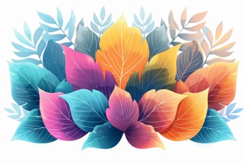 Sticker - Vibrant bouquet of colorful leaves and foliage creating a lively and dynamic composition