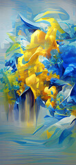Poster - Abstract background modern futuristic graphic. Yellow, Blue chaotic background.