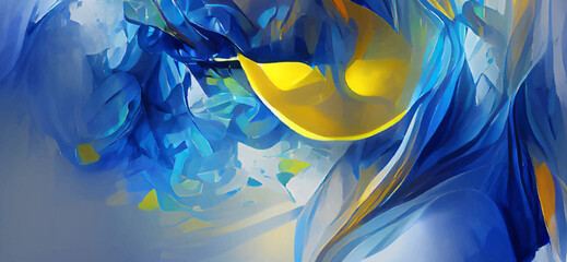 Poster - Abstract background modern futuristic graphic. Yellow, Gold, Blue background.