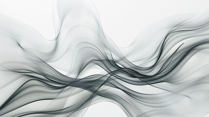 Wall Mural - Abstract white gray background with wavy smooth lines flowing on it