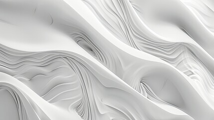 Poster - Abstract white gray background with wavy smooth lines flowing on it