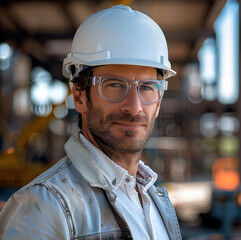 Aufkleber - Architects in professional outfits that blend safety, comfort, and style. wearing hard hats, safety glasses. Generative AI.