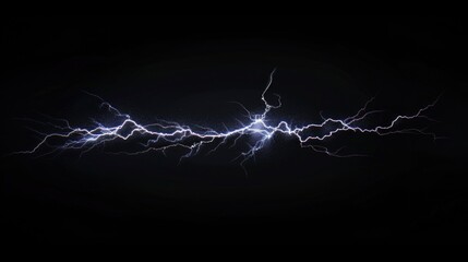 Poster - A close-up shot of a lightning bolt striking in a dark sky, with a black background