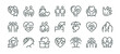 © FishCoolish - Premium Icons Pack on Human Care and Charity. Such Line Signs as Volunteering and Social Help, Support Kindness and Friendly Relations. Vector Icons Set for Web and App Outline Editable Stroke.