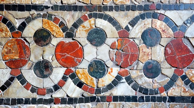 Discuss the use of geometric patterns in ancient mosaic artworks.