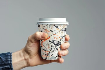 Wall Mural - A person holding a cup of coffee in their hand