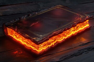 Aufkleber - A book with a soft glow sits on a rustic wooden table, perfect for use in scenes about reading, learning or spirituality