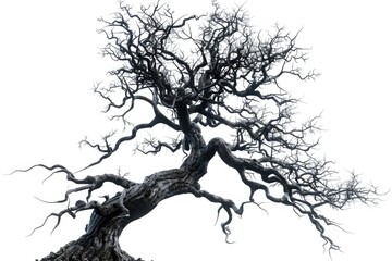 Aufkleber - A monochrome image of a tree without leaves, its branches visible against a neutral background