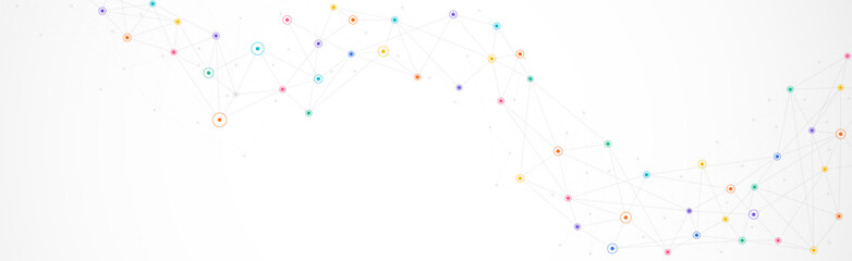 Sticker - Geometric connected background. Connecting dots and lines. Global network connection. Banner template for technology.