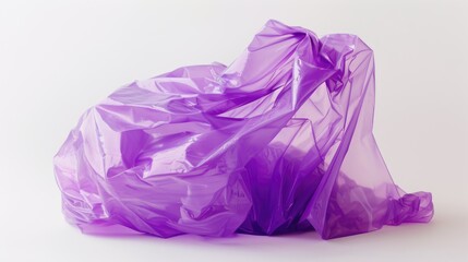 Aufkleber - A single purple plastic bag rests on a white background, simple and minimalist composition