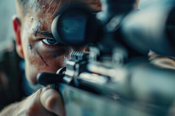 Poster - A person is shown holding a rifle in a close-up shot