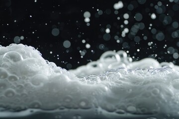 Poster - A close-up shot of a foamy surface with bubbles, suitable for use in science and technology contexts